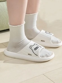 學院白色鞋女士卡通和字母圖案拖鞋 - 白色 - 查看 3