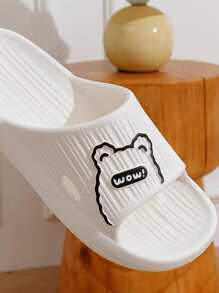 學院白色鞋女士卡通和字母圖案拖鞋 - 白色 - 查看 4