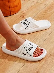 學院白色鞋女士卡通和字母圖案拖鞋 - 白色 - 查看 5