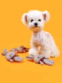 1pc Cartoon Rabbit Design Pet Plush Toy - Brown - View 2