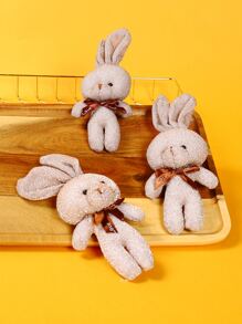1pc Cartoon Rabbit Design Pet Plush Toy - Brown - View 1