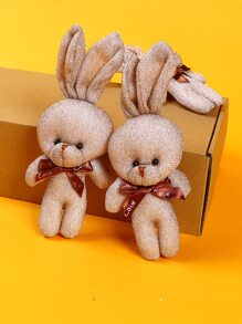 1pc Cartoon Rabbit Design Pet Plush Toy - Brown - View 4