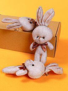 1pc Cartoon Rabbit Design Pet Plush Toy - Brown - View 7