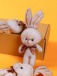 1pc Cartoon Rabbit Design Pet Plush Toy - Brown - View 5