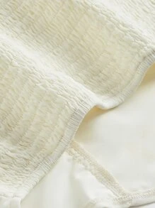 SHEIN MOD Square Neck Ruffle Trim Virago Sleeve Crop Blouse,Long Sleeve Tops - Beige - View 6