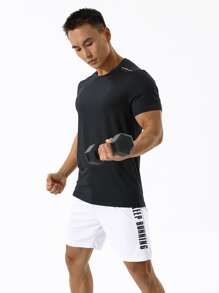 Manfinity Sport Corelite Camiseta deportiva de hombre de color sólido, tops para hacer ejercicio, tops transpirables para el entrenamiento