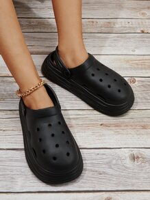 酷黑色洞洞鞋女士鏤空洞洞鞋 - 黑色 - 查看 2