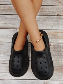 酷黑色洞洞鞋女士鏤空洞洞鞋 - 黑色 - 查看 4