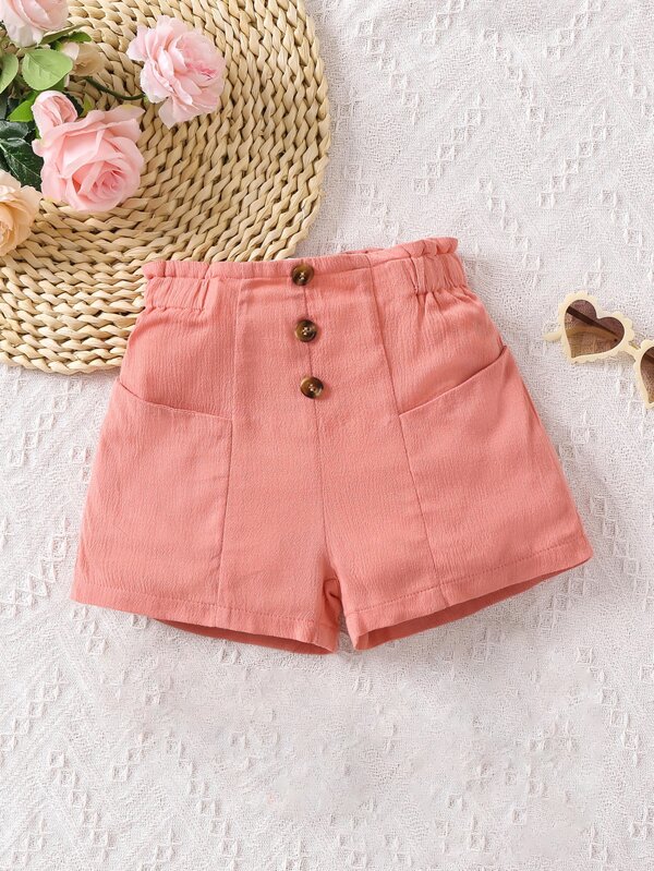 SHEIN Young Girl Solid Color Pink Elegant Urban Fashion Basic Shorts For Summer