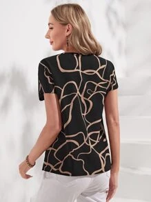 EMERY ROSE Graphic Print Batwing Sleeve Blouse - Multicolor - View 2