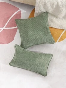 1 pieza funda de almohada verde sólido, funda de cojín suave para sofá, cama, coche, funda de almohada con acento de felpa, decoración del hogar, inserto de almohada no incluido - Verde - Ver 5