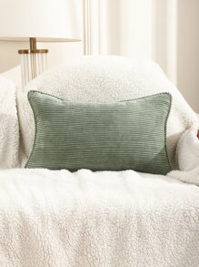 1 pieza funda de almohada verde sólido, funda de cojín suave para sofá, cama, coche, funda de almohada con acento de felpa, decoración del hogar, inserto de almohada no incluido - Verde - Ver 6