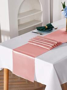 1/2 Chiếc Satin Bàn Biểu Ngữ Cho Đám Cưới, Sinh Nhật, Tiệc Trang Trí Bàn Ăn - Hồng - Xem 2