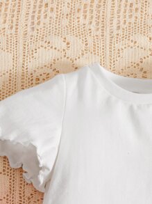 SHEIN Đầm em bé Xù nhỏ Hoa Slogan - trắng - Xem 6