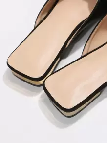 女士一脚蹬平底凉鞋，带蝴蝶结装饰，适合所有季节，时尚百搭 - 黑色 - 查看 4