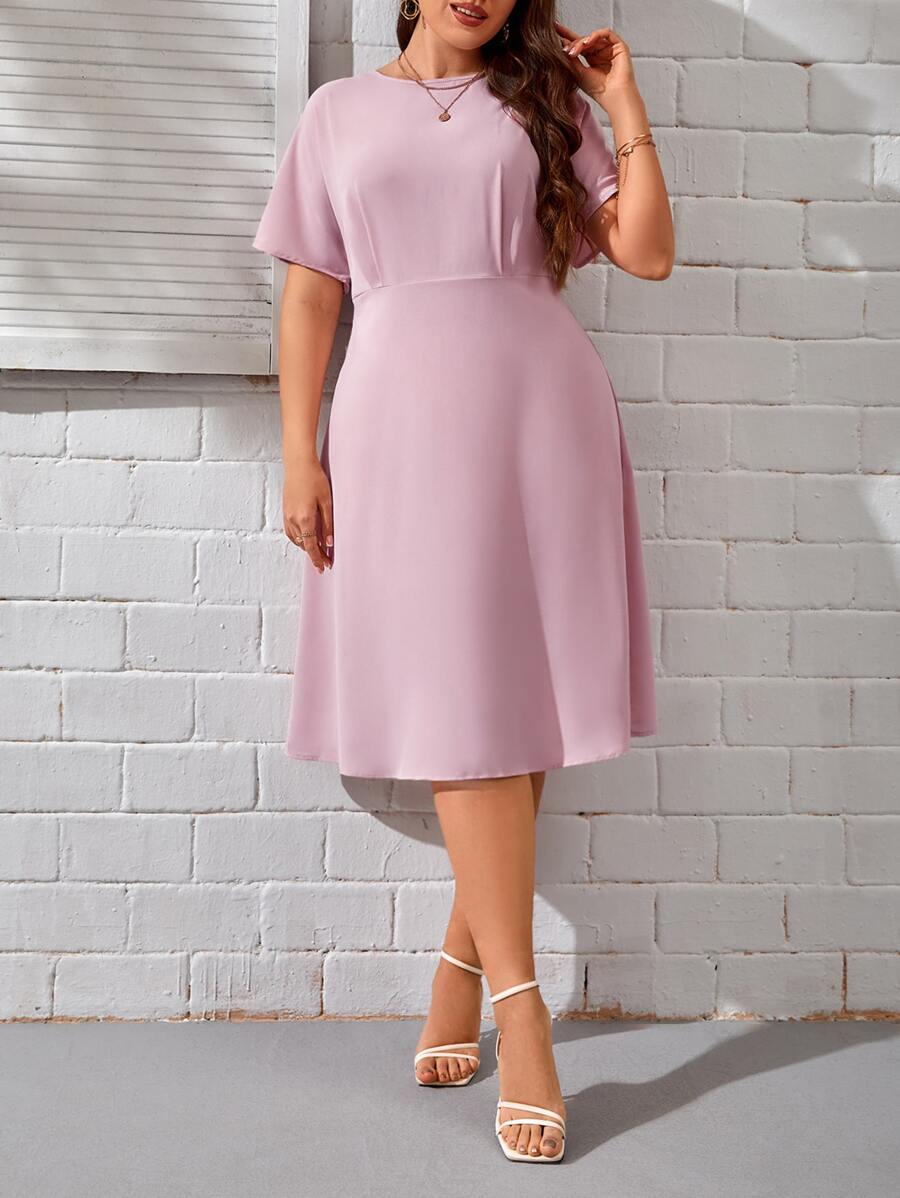 SHEIN Clasi Vestido línea A unicolor - Rosa vieja - Ver 1