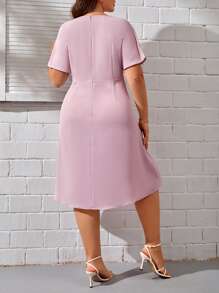 SHEIN Clasi Vestido línea A unicolor - Rosa vieja - Ver 2