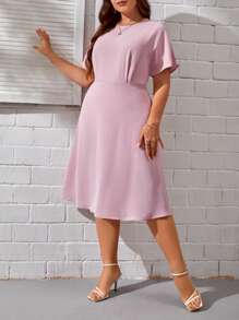 SHEIN Clasi Vestido línea A unicolor - Rosa vieja - Ver 3