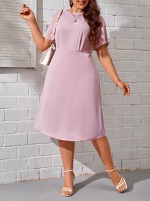 SHEIN Clasi Vestido línea A unicolor - Rosa vieja - Ver 4