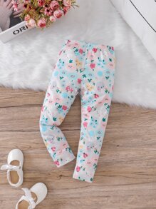 SHEIN Nhỏ bé Cô gái Hoạt hình Thỏ In Xà cạp - Nhiều màu - Xem 1