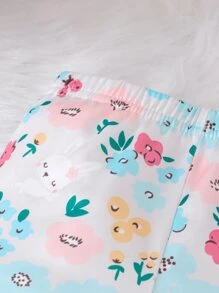 SHEIN Nhỏ bé Cô gái Hoạt hình Thỏ In Xà cạp - Nhiều màu - Xem 3