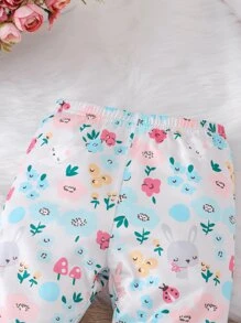 SHEIN Nhỏ bé Cô gái Hoạt hình Thỏ In Xà cạp - Nhiều màu - Xem 4