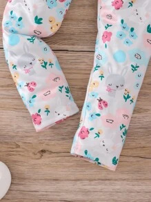 SHEIN Nhỏ bé Cô gái Hoạt hình Thỏ In Xà cạp - Nhiều màu - Xem 5