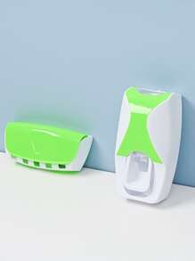 1pc Toothpaste Dispenser Automatic Wall Mount Toothbrush Holder Bathroom Toothpaste Squeezer 5 Slots Toothbrush Holder - Multicolor - View 3