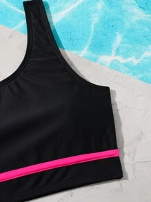 SHEIN 少女字母胶带比基尼套装夏日海滩