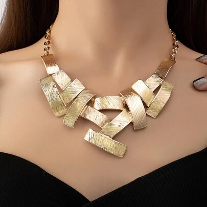 1入組時尚幾何吊墜圍兜項鍊適用於女士適合派對