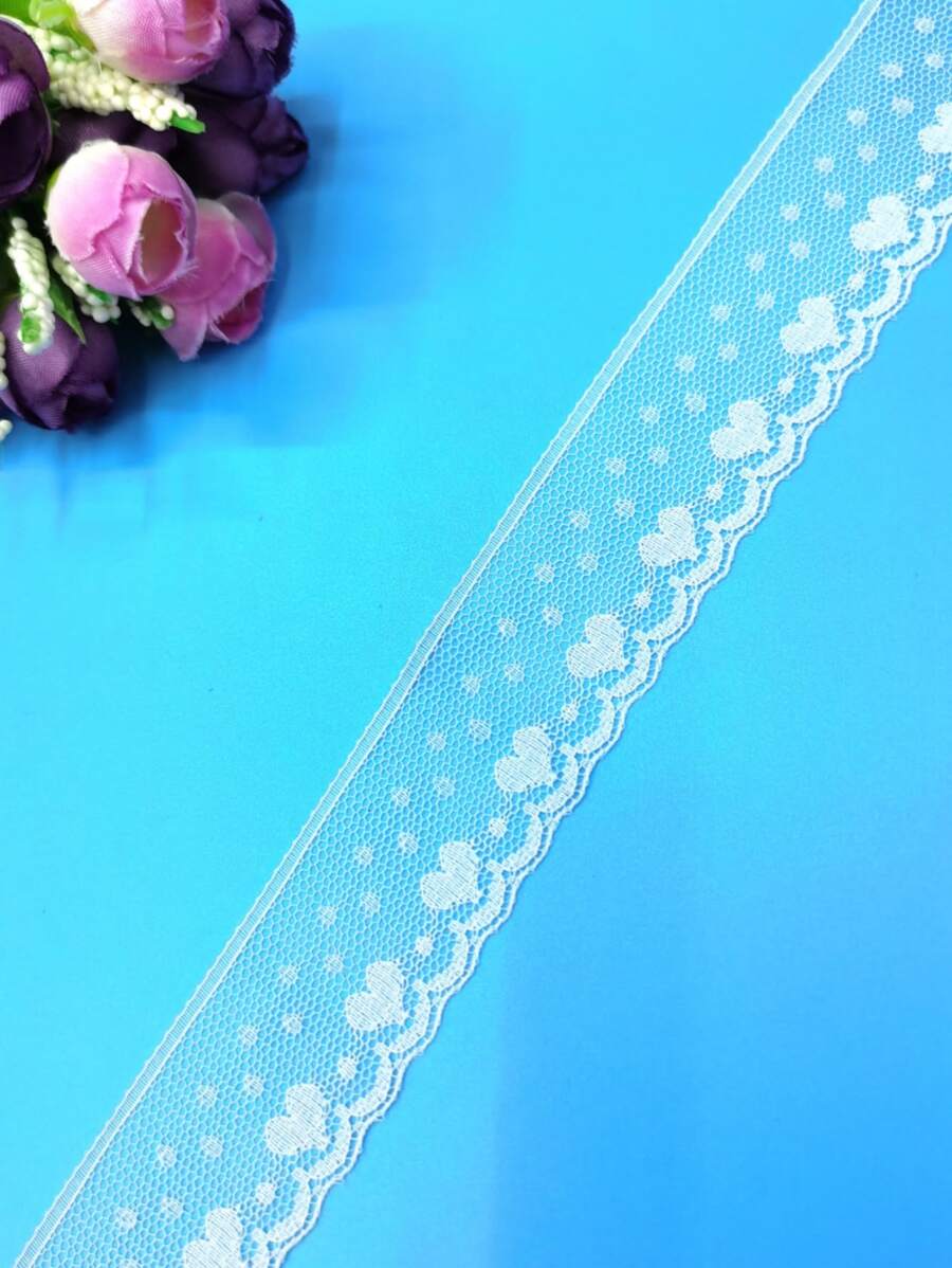 1卷白色DIY蕾絲愛心設計鏤空蕾絲邊 - 白色 - 查看 1