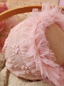 Recién nacido foto Manta & ribete con fruncido Sombrero - Rosa vieja - Ver 7