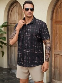 Manfinity RSRT 男士格紋印花襯衫