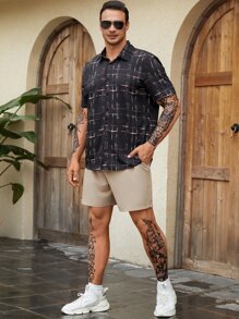 Manfinity RSRT 男士格紋印花襯衫