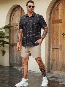 Manfinity RSRT 男士格紋印花襯衫