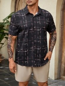 Manfinity RSRT 男士格紋印花襯衫