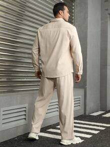 Manfinity Homme Men Plaid Print Shirt & Drawstring Waist Trousers - Khaki - View 2