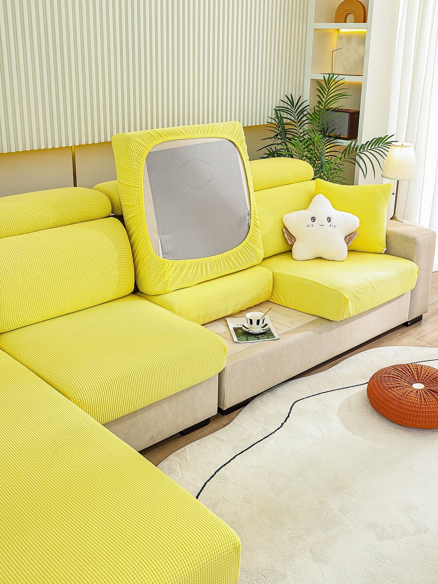 1 Bọc Ghế Sofa Màu Vàng, Bọc Ghế Sofa Màu Trơn Polyester Đơn Giản Cho Tất Cả Các Mùa - Màu vàng - Xem 1