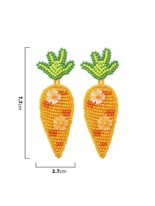 Bead Carrot Stud Earrings - Orange - View 5