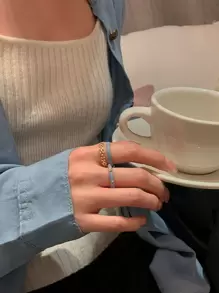 2 buc inel decorativ cu stras - Multicolor - Vizualizare 1