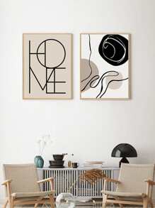 Pintura sin marco de patrón abstracto de 3 piezas, pintura de arte de pared de patrón de línea moderna para decoración de pared del hogar - Multicolor - Ver 5