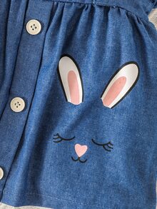 Toddler Girls Polka Dot Ruffle Trim Tee & Cartoon Graphic Pinafore Skirt - Multicolor - View 6