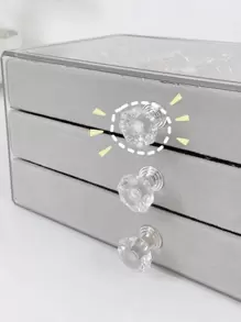 1pc Plastic Jewelry Storage Box, Clear Multi-grid Jewelry Organizer For Home - Grey - View 3