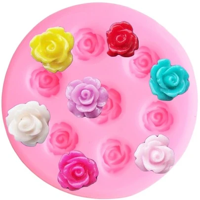 1入組粉色矽膠花朵形狀矽膠模具