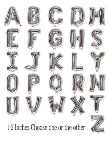 1入組16英寸字母設計裝飾氣球適合派對 - 銀色 - 查看 3