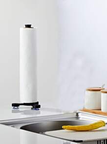 1個採用吸盤固定的鋁製立式紙巾架,方便廚房、餐廳、客廳使用 - 黑色 - 查看 4