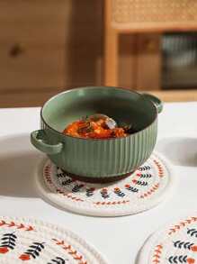 1pc Flower Pattern Place Mat, Creative Polyester Round Woven Anti-scalding Table Mat For Dining Table - Multicolor - View 4