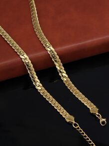 Những người đàn ông thời trang và phổ biến Vòng cổ dây chuyền tối giản bằng thép không gỉ để làm quà tặng trang sức và cho một vẻ ngoài sành điệu - Vàng - Xem 2