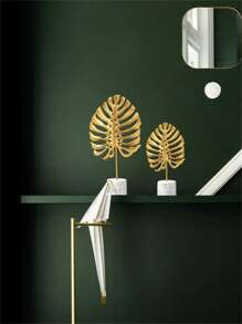 1 Đồ thủ công trang trí bằng sắt sáng tạo, Vật trang trí hình chiếc lá hiện đại cho gia đình - Vàng - Xem 3