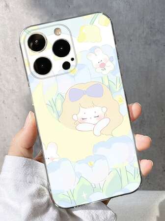 1個 花柄 & 人物グラフィック スマホケース